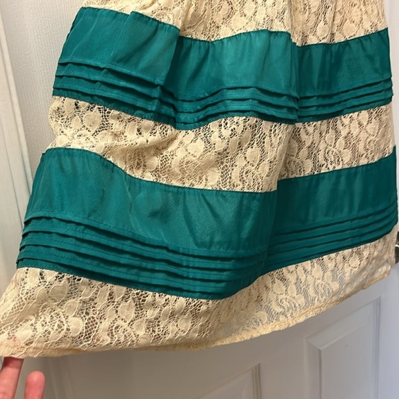 Ryu Anthropologie emerald green/ cream woman Dress size large - Picture 5 of 15